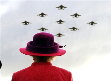 The Queen: Sixty Photographs for Sixty Years - The Queen watches a flypast of RAF Jaguars during her visit to RAF Coltishall, Norfolk, 17 November 2005. Photograph: Arthur Edwards, MBE, (c) The Sun The Queen: Sixty Photographs for Sixty Years - The Queen watches a flypast of RAF Jaguars during her visit to RAF Coltishall, Norfolk, 17 November 2005. Photograph: Arthur Edwards, MBE, (c) The Sun