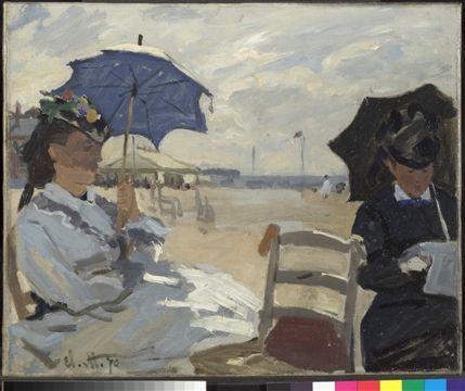 Corot To Monet - Claude-Oscar Monet - The Beach at Trouville, 1870 © National Gallery, London
