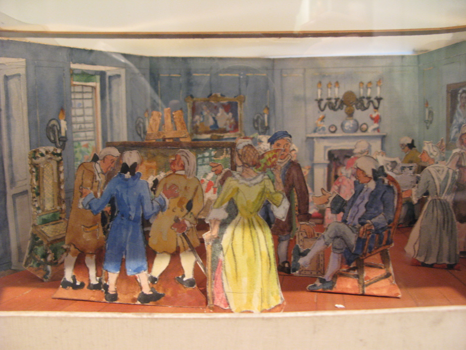 Hogarth's House - Artist's cardboard rendition of a typical scene in Hogarth's House.