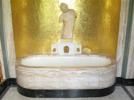 Eltham Palace - Virginia (Ginie) Courtauld's bathroom - it was in line with Vogue's 1935 comment that "bathrooms nowadays look more expensive than any rooms in the house". Eltham Palace - Virginia (Ginie) Courtauld's bathroom - it was in line with Vogue's 1935 comment that "bathrooms nowadays look more expensive than any rooms in the house".