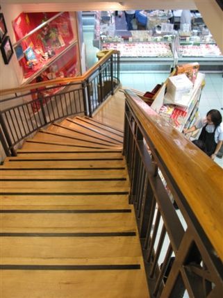 Japan Centre - Stairs down to the supermarket at the Japan Center (basement level)
