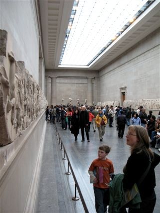 British Museum - Examining part of the Elgin Marbles, also known as the Parthenon Sculptures