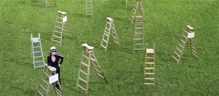 Yoko Ono - Yoko Ono with her installation: Sky Ladders 2007 in her exhibition Sognare, Museo di Santa Caterina, Treviso, Italy,,Photo by Stephan Crasneanscki/©Yoko Ono Yoko Ono - Yoko Ono with her installation: Sky Ladders 2007 in her exhibition Sognare, Museo di Santa Caterina, Treviso, Italy,,Photo by Stephan Crasneanscki/©Yoko Ono