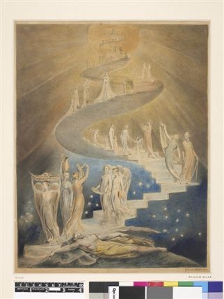 William Blake: 1809 - William Blake, Jacob's Ladder 1799-1806 © The Trustees of the British Museum