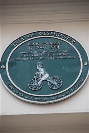 The West End - Covent Garden Plaque In Memory Of The Old Workshop Which Sold Britain's First Bicycle In 1819