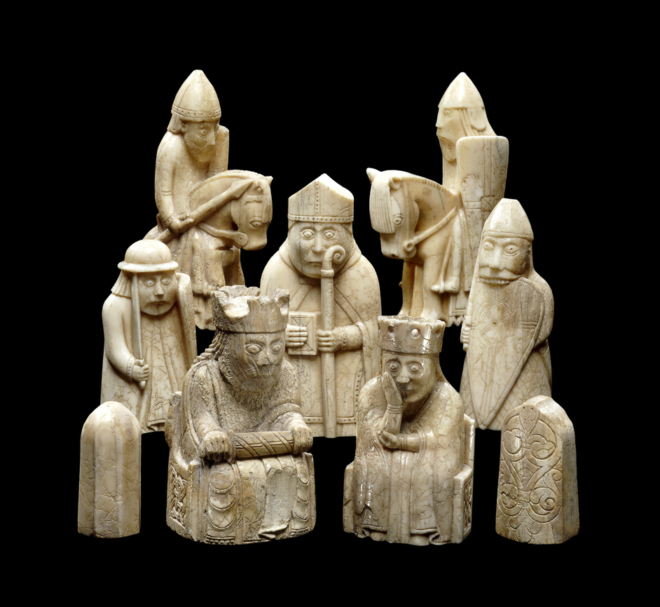 British Museum - The Lewis Chessmen, c 1150-1200 AD; probably made in Norway; found on the Isle of Lewis, Outer Hebrides, Scotland. Copyright The Trustees of the British Museum
