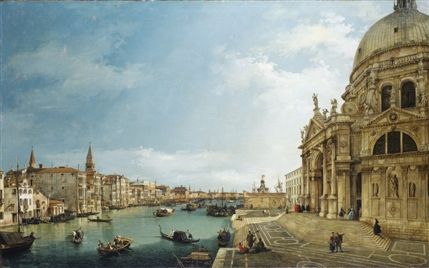 Venice: Canaletto and his Rivals - Canaletto (1697–1768), Santa Maria della Salute and the Entrance to the Grand Canal, looking East, 1744. The Royal Collection © 2009, Her Majesty Queen Elizabeth II