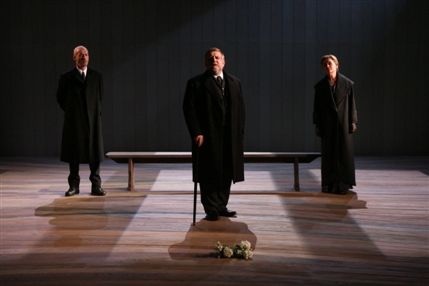 The Winter's Tale - Gary Powell as Cleomenes, Simon Russell Beale as Leontes and Sinead Cusack as Paulina