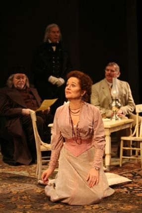 The Cherry Orchard - Dakin Matthews as Pischik, Sinead Cusack as Madame Ranevskaya and Paul Jesson as Gaev, credit Joan Marcus