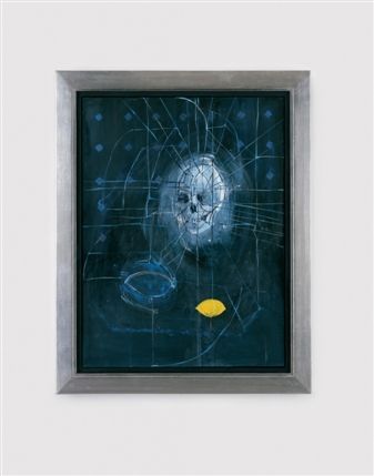 No Love Lost: Blue Paintings by Damien Hirst - Damien Hirst, Skull with Ashtray and Lemon, 2006/7