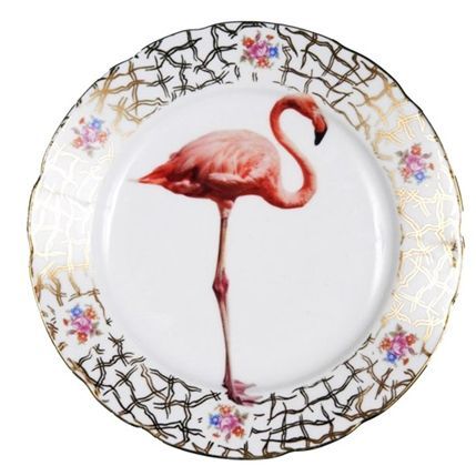 Make Do And Mend - 'Pink Victorian Plate with Flamingos' © Lou Rota