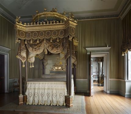 Alderney Avenue - The State Bed designed by Robert Adam in 1776 in the State Bedchamber at Osterley Park. The architectural features of the bed resemble a canopied box that Adam had designed for George III at the Italian Theatre in the Haymarket © NTPL / Dennis Gilbert Alderney Avenue - The State Bed designed by Robert Adam in 1776 in the State Bedchamber at Osterley Park. The architectural features of the bed resemble a canopied box that Adam had designed for George III at the Italian Theatre in the Haymarket © NTPL / Dennis Gilbert