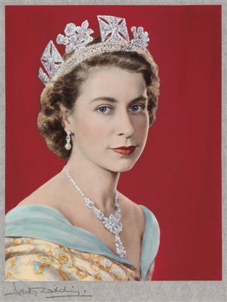 The Queen: Art And Image - Queen Elizabeth II by Dorothy Wilding (Hand-coloured by Beatrice Johnson), 1952. Copyright: William Hustler and Georgina Hustler/ National Portrait Gallery, London The Queen: Art And Image - Queen Elizabeth II by Dorothy Wilding (Hand-coloured by Beatrice Johnson), 1952. Copyright: William Hustler and Georgina Hustler/ National Portrait Gallery, London