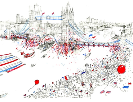 Thames Diamond Jubilee Pageant - Flotilla illustration by Josh Knowles Thames Diamond Jubilee Pageant - Flotilla illustration by Josh Knowles