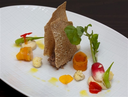 Roganic - Shredded ox tongue, pickles and sourdough paper Roganic - Shredded ox tongue, pickles and sourdough paper