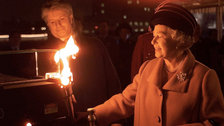 The Queen's Diamond Jubilee Beacons - The Queen lights the Millennium Beacon with Bruno Peek, 1999