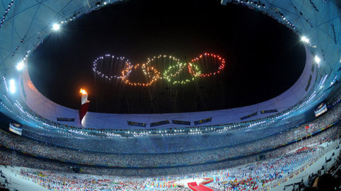 The Olympic Rings above the Beijing 2008 Stadium