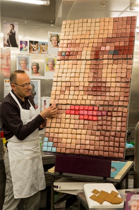Diamond Jubilee Festival at Battersea Park - Gerhard Jenne of Konditor & Cook preparing a portrait of The Queen made out of 3,120 cakes. Photo Credit Ken McKay