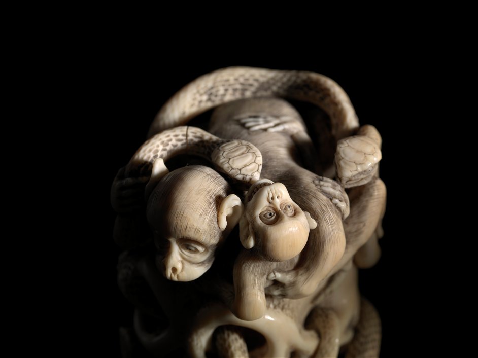 Death: A Self-Portrait - Japanese Ivory Okimono, c.1880. The Richard Harris Collection Image from LondonTown.com Death: A Self-Portrait - Japanese Ivory Okimono, c.1880. The Richard Harris Collection