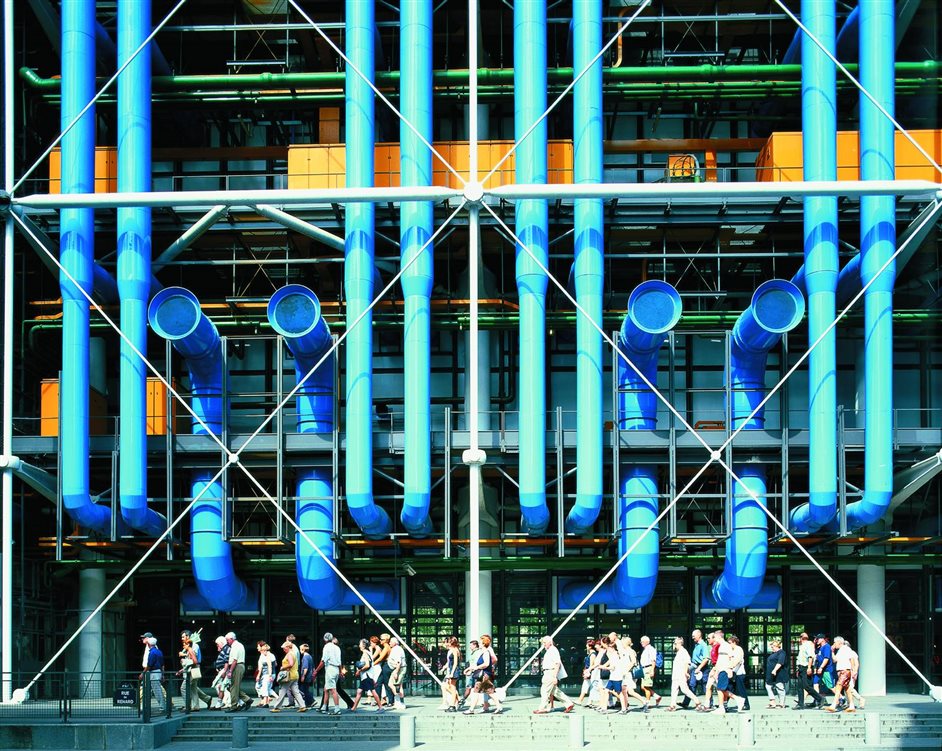 Richard Rogers RA: Inside Out - Centre Pompidou Colour-Coded External Services  Rogers Stirk Harbour + Partners