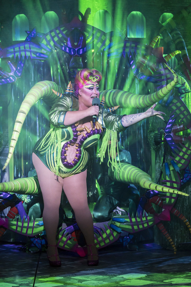 Little Shop of Horrors - Vicky Vox as Audrey II. Photo: Johan Persson
